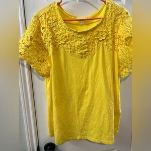 Charter Club Preppy Party Yellow short sleeve shirt women’s XXL NWT lace flower